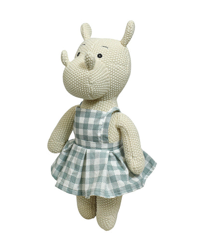 Pomme Hippo With Dress Cotton Knitted Soft Toy-Promotes Visual Stimulation-Plush Cuddly Toy For Newborn