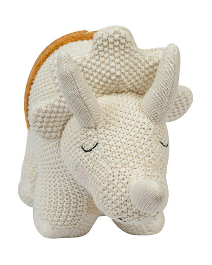 Pomme Rhino Cotton Knitted Soft Toy-Promotes Tactile Stimulation-Plush Cuddly Toy For Newborn