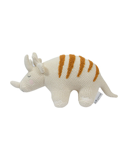 Pomme Rhino Cotton Knitted Soft Toy-Promotes Tactile Stimulation-Plush Cuddly Toy For Newborn