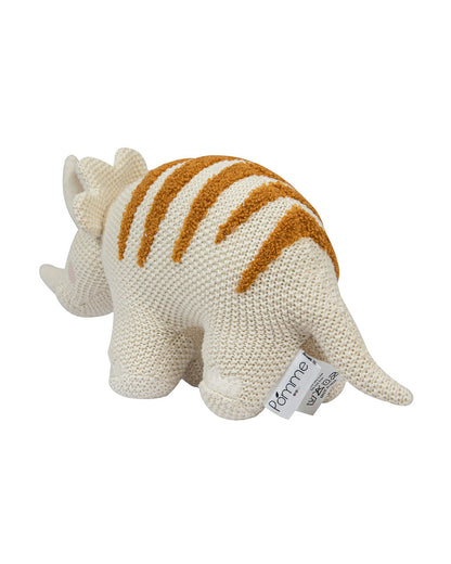 Pomme Rhino Cotton Knitted Soft Toy-Promotes Tactile Stimulation-Plush Cuddly Toy For Newborn