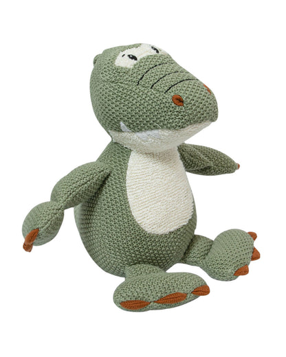 Pomme Green Small Dinosaur Cotton Knitted Soft Toy-Promotes Tactile Stimulation-Plush Cuddly Toy For Newborn