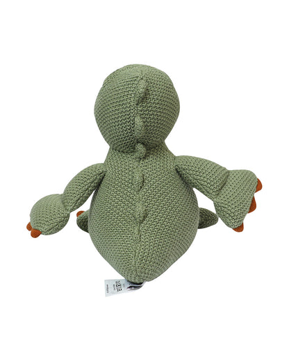 Pomme Green Small Dinosaur Cotton Knitted Soft Toy-Promotes Tactile Stimulation-Plush Cuddly Toy For Newborn