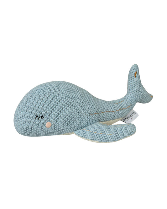 Pomme Aqua Whale Cotton Knitted Soft Toy-Promotes Tactile Stimulation-Plush Cuddly Toy For Newborn