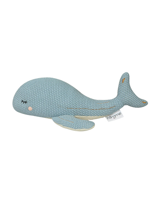 Pomme Aqua Whale Cotton Knitted Soft Toy-Promotes Tactile Stimulation-Plush Cuddly Toy For Newborn