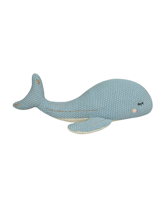 Pomme Aqua Whale Cotton Knitted Soft Toy-Promotes Tactile Stimulation-Plush Cuddly Toy For Newborn