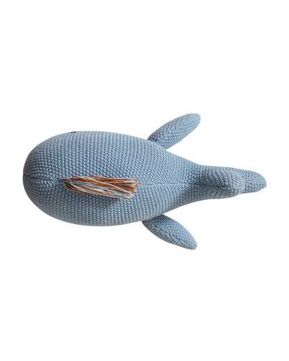 Pomme Blue Whale Cotton Knitted Soft Toy-Promotes Tactile Stimulation-Plush Cuddly Toy For Newborn