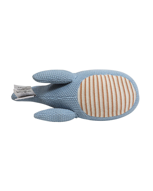 Pomme Blue Whale Cotton Knitted Soft Toy-Promotes Tactile Stimulation-Plush Cuddly Toy For Newborn