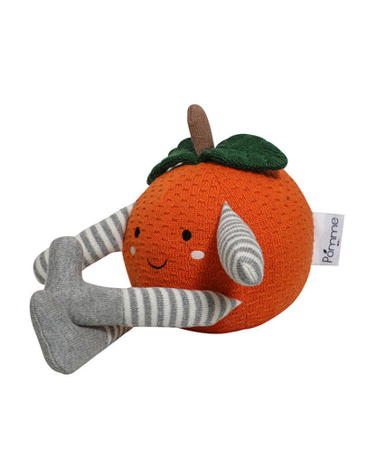 Pomme Knitted Orange Soft Toy-Promotes Visual Stimulation-Plush Cuddly Toy For Newborn