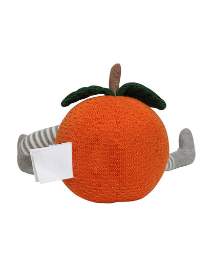 Pomme Knitted Orange Soft Toy-Promotes Visual Stimulation-Plush Cuddly Toy For Newborn