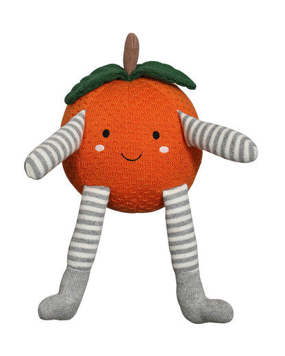Pomme Knitted Orange Soft Toy-Promotes Visual Stimulation-Plush Cuddly Toy For Newborn