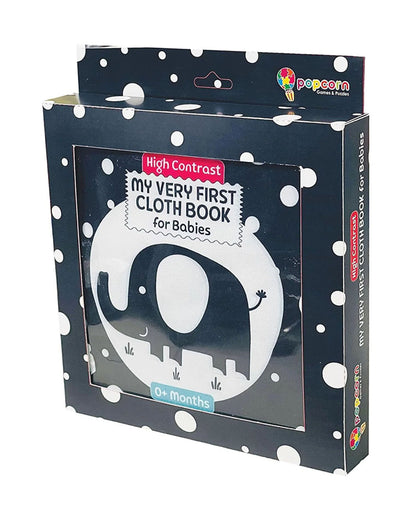 Popcorn My Very First Cloth Book-6 High Contrast Pages-Enhances Sensory Stimulation-Learning & Educational Toys-0M+