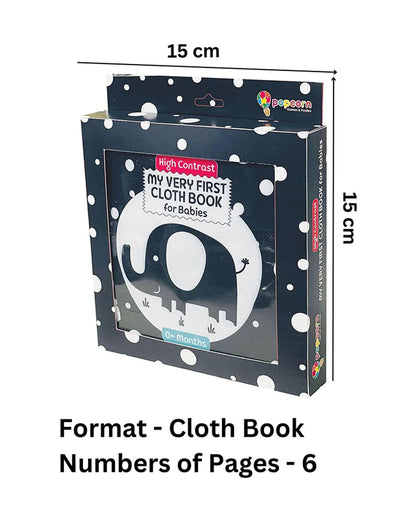 Popcorn My Very First Cloth Book-6 High Contrast Pages-Enhances Sensory Stimulation-Learning & Educational Toys-0M+