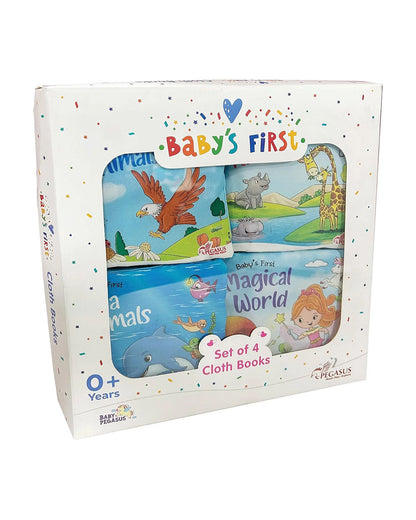 Popcorn Baby First Cloth Books-Set Of 4 Soft Crinkle Books-Enhances Sensory Stimulation-Learning & Educational Toys-0M+