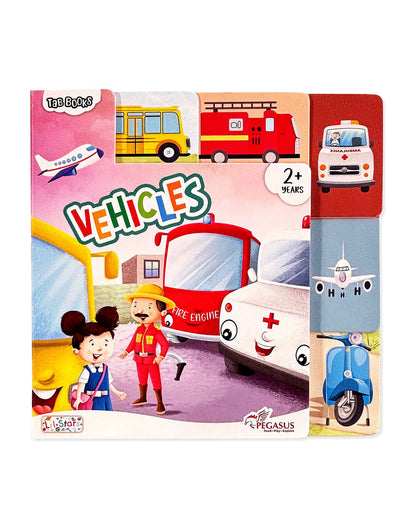 Pegasus Tab Book-Vehicles-10 Tabbed Pages With Bold Vehicles Illustrations & Easy Grip Tabs-Learning & Educational Toys-24M+