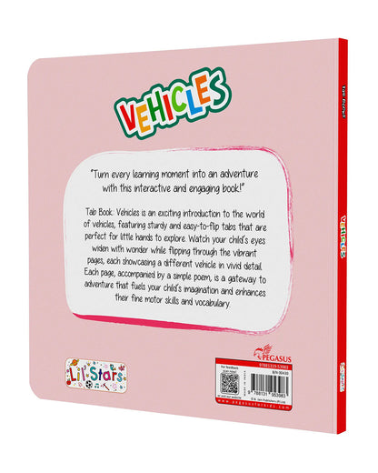 Pegasus Tab Book-Vehicles-10 Tabbed Pages With Bold Vehicles Illustrations & Easy Grip Tabs-Learning & Educational Toys-24M+