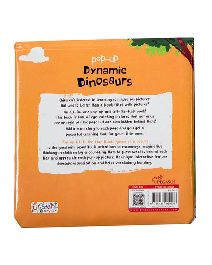 Pegasus Pop Up Book-Dynamic Dinosaurs-6 Spread Padded Book With Pop Ups & Flaps-Develops Visual Recognition-Learning & Educational Toys-24M+