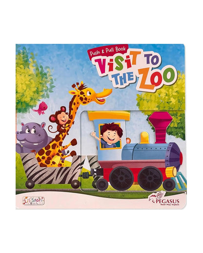 Pegasus Push & Pull Book-Visit To The Zoo-8 Interactive Pages with Sliding Tabs-Develops Visual Recognition-Learning & Educational Toys-24M+