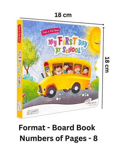 Pegasus Push & Pull Book-My First Day At School-8 Interactive Pages with Sliding Tabs-Develops Visual Recognition-Learning & Educational Toys-24M+