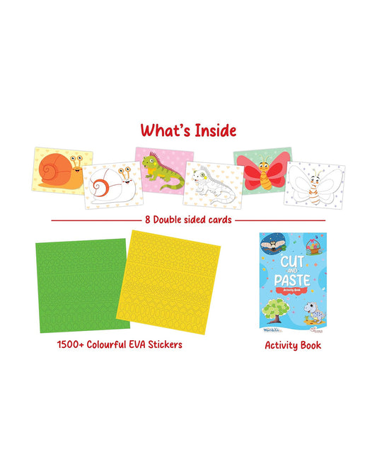 Popcorn Foam Wonder Animal World-Learning Kit-Include 8 Double Side Cards & 1500 Colourful Stickers with Activity Book-Learning & Educational Toys-36M+