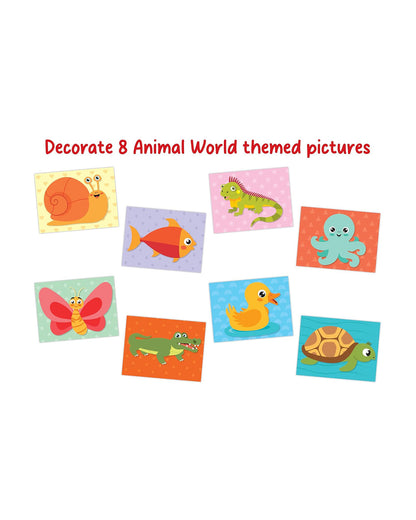 Popcorn Foam Wonder Animal World-Learning Kit-Include 8 Double Side Cards & 1500 Colourful Stickers with Activity Book-Learning & Educational Toys-36M+