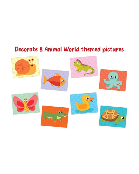 Popcorn Foam Wonder Animal World-Learning Kit-Include 8 Double Side Cards & 1500 Colourful Stickers with Activity Book-Learning & Educational Toys-36M+