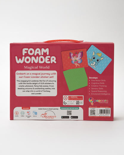 Popcorn Foam Wonder Magical World-Learning Kit-Include 8 Double Side Cards & 1500 Colourful Stickers with Activity Book-Learning & Educational Toys-36M+