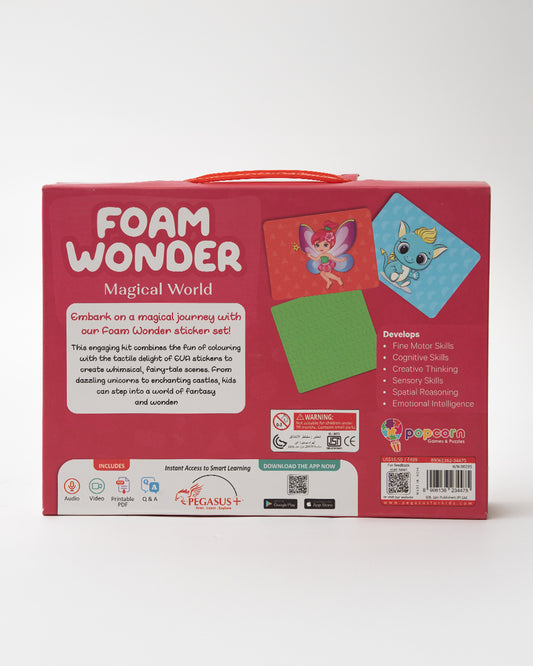 Popcorn Foam Wonder Magical World-Learning Kit-Include 8 Double Side Cards & 1500 Colourful Stickers with Activity Book-Learning & Educational Toys-36M+