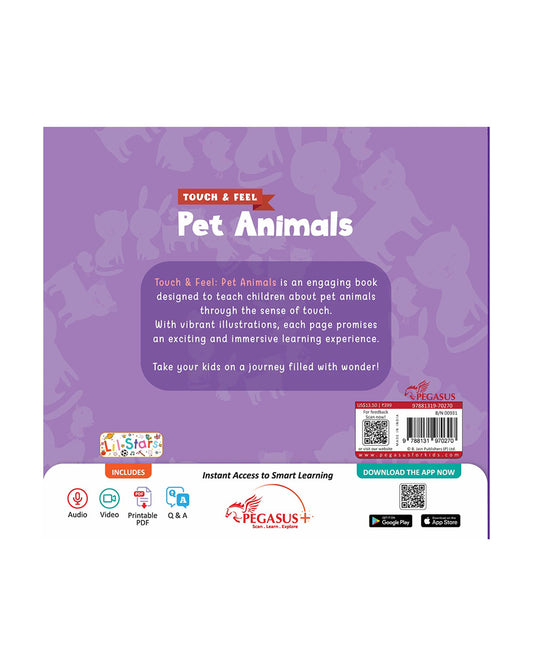 Pegasus Touch & Tickle Book-Pet Animals-10 Textured Pages For Sensory Development-Learning & Educational Toys-12M+