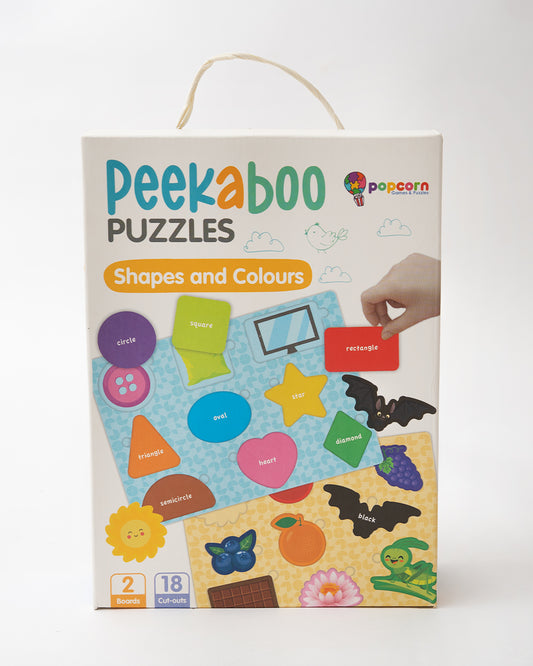 Popcorn Shapes & Colors Peekaboo Puzzle-Includes 2 Boards & 18 Pieces-Learning & Educational Toys-24M+