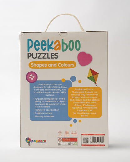 Popcorn Shapes & Colors Peekaboo Puzzle-Includes 2 Boards & 18 Pieces-Learning & Educational Toys-24M+