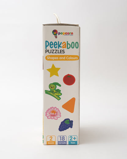 Popcorn Shapes & Colors Peekaboo Puzzle-Includes 2 Boards & 18 Pieces-Learning & Educational Toys-24M+