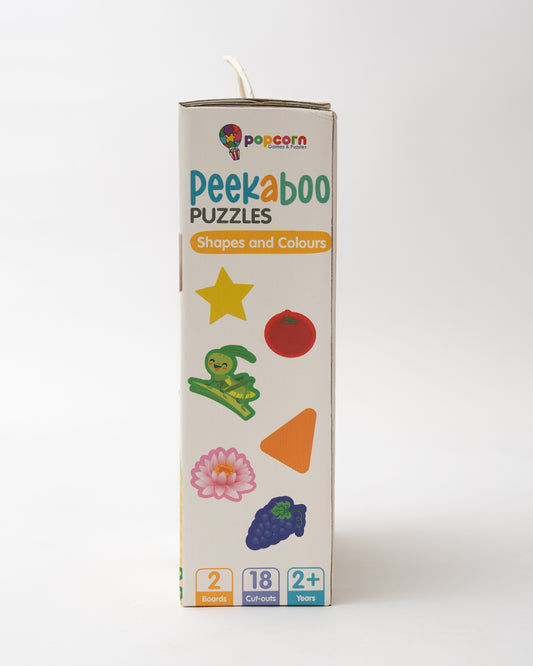 Popcorn Shapes & Colors Peekaboo Puzzle-Includes 2 Boards & 18 Pieces-Learning & Educational Toys-24M+