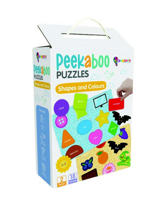 Popcorn Shapes & Colors Peekaboo Puzzle-Includes 2 Boards & 18 Pieces-Learning & Educational Toys-24M+