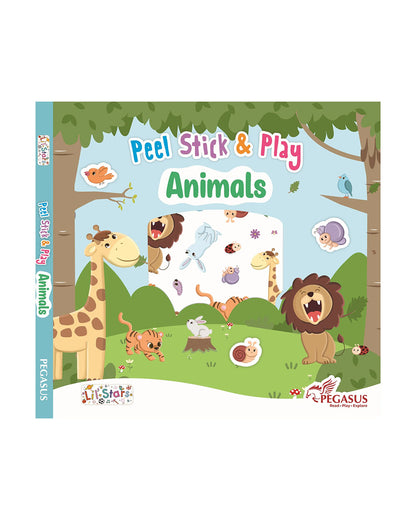 Pegasus Peel Stick & Play Animal Sticker Book-10 Interactive Pages-Art and Craft Kit-24M+