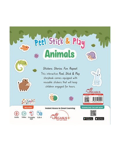 Pegasus Peel Stick & Play Animal Sticker Book-10 Interactive Pages-Art and Craft Kit-24M+