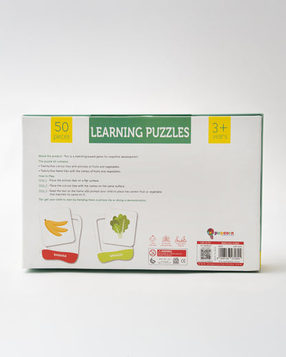 Popcorn Fruits & Vegetables Learning Puzzle-Includes 50 Pieces-Learning & Educational Toys-24M+