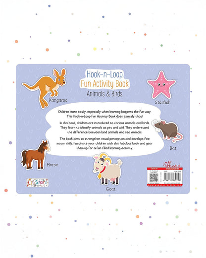 Pegasus Hook & Loop Animals & Birds Fun Activity Box-Learning Kit-10 Interactive Pages With Reusable Velcro Stickers-Learning & Educational Toys-24M+
