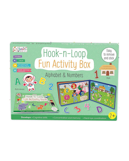 Pegasus Hook & Loop Alphabet & Numbers Fun Activity Box-Learning Kit-10 Interactive Pages With Reusable Velcro Stickers-Learning & Educational Toys-24M+