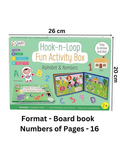 Pegasus Hook & Loop Alphabet & Numbers Fun Activity Box-Learning Kit-10 Interactive Pages With Reusable Velcro Stickers-Learning & Educational Toys-24M+
