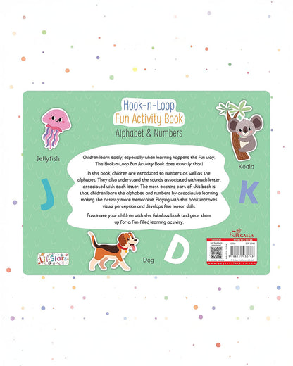 Pegasus Hook & Loop Alphabet & Numbers Fun Activity Box-Learning Kit-10 Interactive Pages With Reusable Velcro Stickers-Learning & Educational Toys-24M+