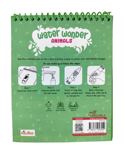 Pegasus Water Wonder Animals Magical Colouring Book-Art & Craft Kit-Develops Fine Motor Skills-36M+