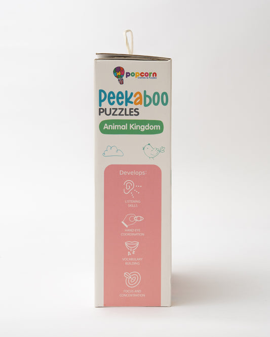 Popcorn Animal Kingdom Peekaboo Puzzle-Includes 2 Boards & 18 Pieces-Learning & Educational Toys-24M+