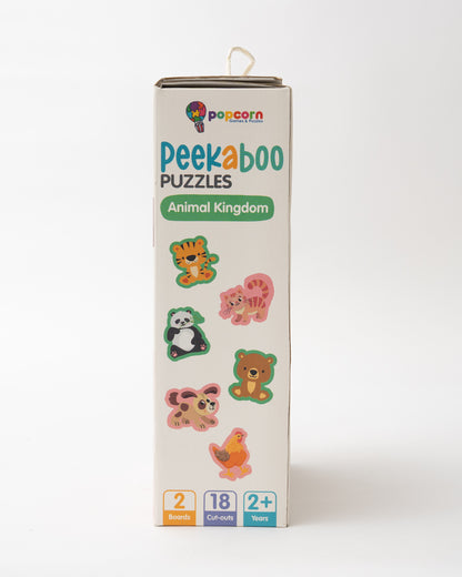 Popcorn Animal Kingdom Peekaboo Puzzle-Includes 2 Boards & 18 Pieces-Learning & Educational Toys-24M+