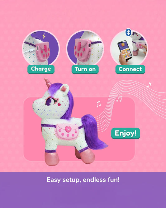 Playshifu ZeeZee Smart Unicorn-Musical Toy-Interactive Storytelling With 350+ Minutes of Songs-Bluetooth Connectivity-Develops Creativity-36M+