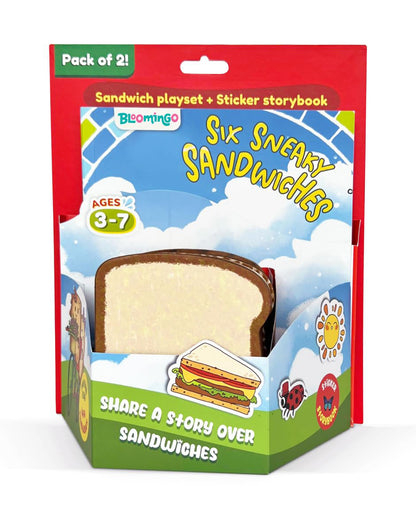 Bloomingo Six Sneaky Sandwiches-Pretend & Play Toy-20 Plus Sandwich Pieces With Sticker Storybook-36M+
