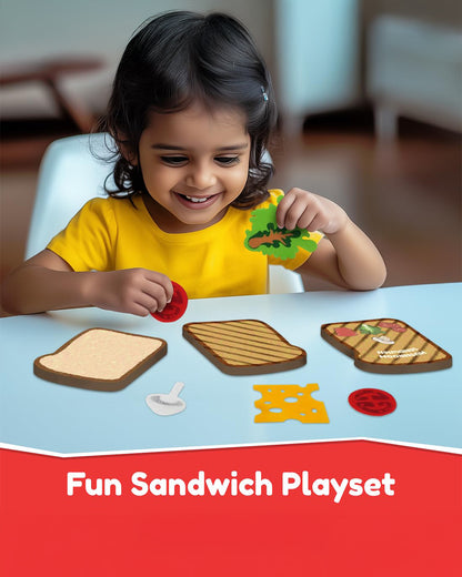 Bloomingo Six Sneaky Sandwiches-Pretend & Play Toy-20 Plus Sandwich Pieces With Sticker Storybook-36M+