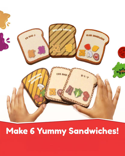 Bloomingo Six Sneaky Sandwiches-Pretend & Play Toy-20 Plus Sandwich Pieces With Sticker Storybook-36M+