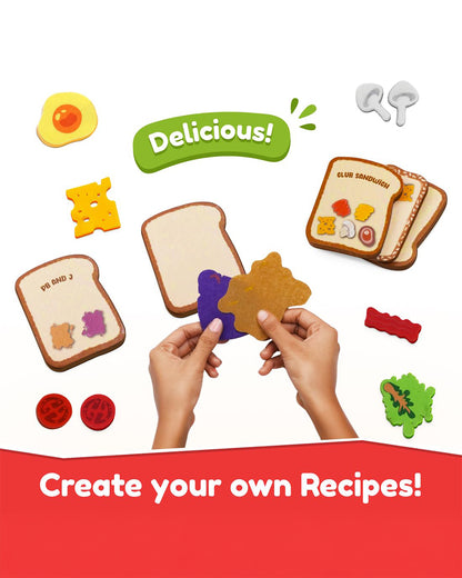 Bloomingo Six Sneaky Sandwiches-Pretend & Play Toy-20 Plus Sandwich Pieces With Sticker Storybook-36M+
