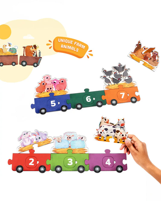 Bloomingo 123 Ride With Animals Puzzle-Includes 30 Pieces-Learning & Educational Toys-24M+