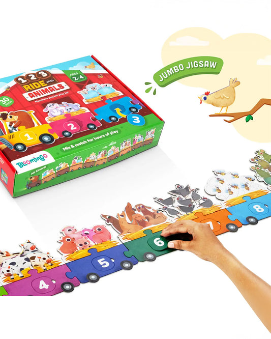 Bloomingo 123 Ride With Animals Puzzle-Includes 30 Pieces-Learning & Educational Toys-24M+